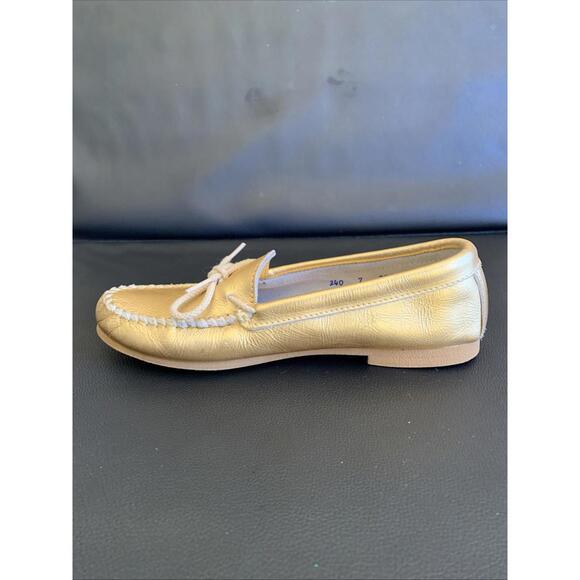 Minnetonka Shoes Women's Grace Moc Slip-On Leather Tassels Gold Size 7 - Picture 4 of 10
